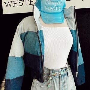 Rehab Blue and Gray Bomber Jacket